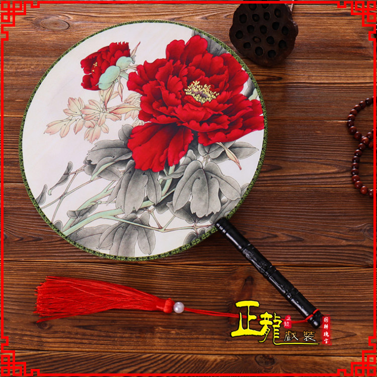 北湖古典中国风团扇空白扇跳舞蹈扇 真丝宫扇
